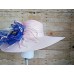 August Hat Company s Hat Blush Pink Blue Ribbon Pink White Feather Spray  eb-23473994
